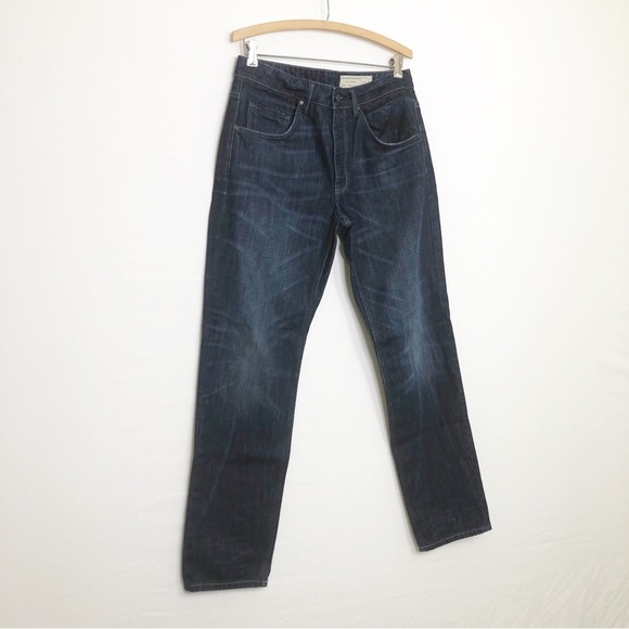 All Saints Spitalfields feels dark wash button fly straight leg jeans. - Picture 8 of 10